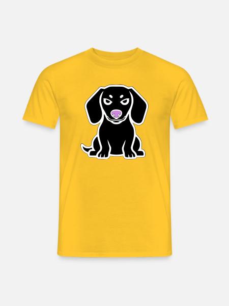 Dessin animé chiot teckel - T-shirt homme - jaune