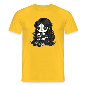 Gothic Bunny Weirdcore Dark Horror Animal Doll - Männer T-Shirt - Gelb - Vorne - AI Model Male 178 dark (178cm)