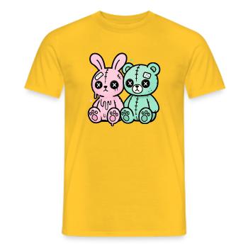 Gothic Bunny Weirdcore Dark Horror Animal Doll - Männer T-Shirt - Gelb - Vorne - AI Model Male 178 dark (178cm)