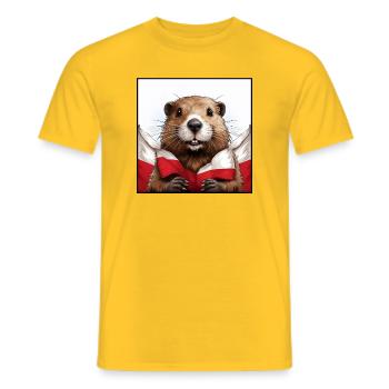 Beaver Poland Flag - Men's T-Shirt - yellow - Front - AI Model Male 178 dark (178cm)