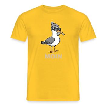 Moin seagull bird with cap and fish in mouth seagulls - Men's T-Shirt - yellow - Front - AI Model Male 178 dark (178cm)