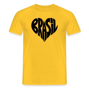Brasil, Brazil Heart Typography - Men's T-Shirt - yellow - Front - AI Model Male 178 dark (178cm)