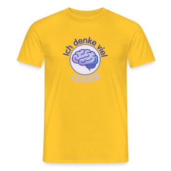 Ich denke viel - leider - Gehirn  - Männer T-Shirt - Gelb - Vorne - AI Model Male 178 dark (178cm)