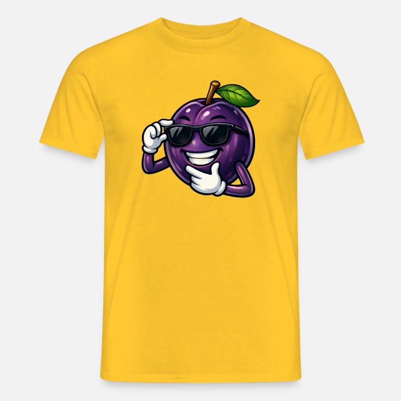 Coole Pflaume Cartoon Comic Obst Sommer - Männer T-Shirt - Gelb