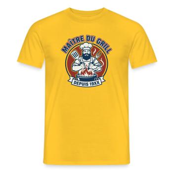 Maître du Grill Depuis 19XX Chef Rôtisseur - T-shirt homme - jaune - Devant - AI Model Male 178 dark (178cm)