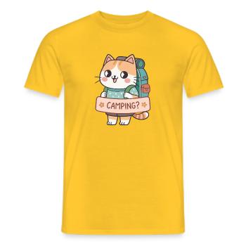 Kawaii Camper Cat - Men's T-Shirt - yellow - Front - AI Model Male 178 dark (178cm)