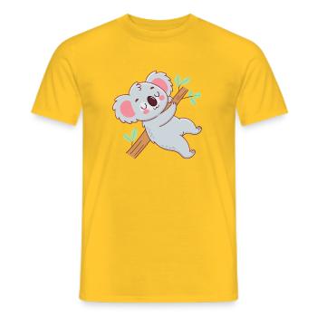 Kuscheliger Koala am Ast - Männer T-Shirt - Gelb - Vorne - AI Model Male 178 dark (178cm)