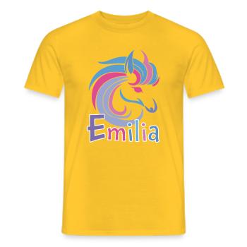 Emilia Pastellpferd Zauber - Männer T-Shirt - Gelb - Vorne - AI Model Male 178 dark (178cm)
