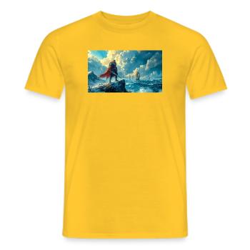Beowulf stellt sich dem Schicksal, das auf ihn wartet, nordische Saga - Männer T-Shirt - Gelb - Vorne - AI Model Male 178 dark (178cm)