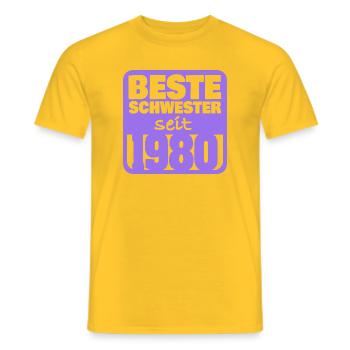 Schwesterchen 1980 - Männer T-Shirt - Gelb - Vorne - AI Model Male 178 dark (178cm)