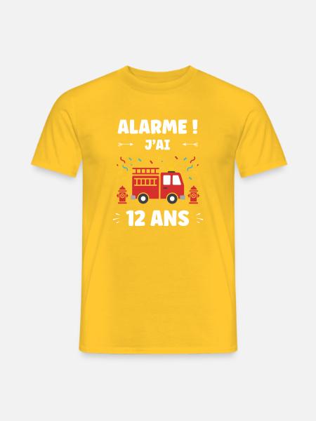 Alerte 12 Ans Camion Sapeur-Pompier - T-shirt homme - jaune