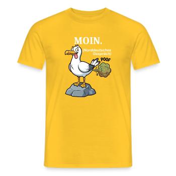 Norddeutscher Humor Spruch: MOIN - Männer T-Shirt - Gelb - Vorne - AI Model Male 178 dark (178cm)