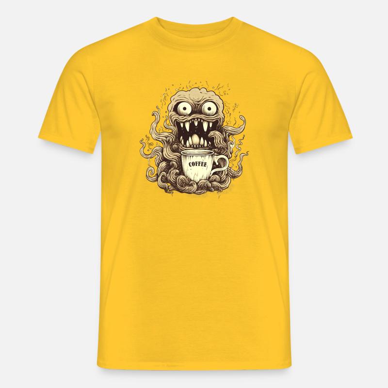Kaffeemonster  - Koffein Zombie - Morgenmuffel - Männer T-Shirt - Gelb
