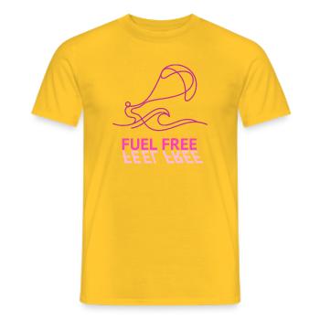 Kite Fuel Free, Feel Free Shirt, Hoodie, Cap, Mug - Männer T-Shirt - Gelb - Vorne - AI Model Male 178 dark (178cm)