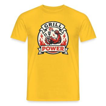 Power of the grill muscular arm flames barbecue - Men's T-Shirt - yellow - Front - AI Model Male 178 dark (178cm)
