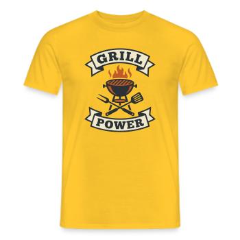 Kraft des Grillkessels und des Bestecks - Männer T-Shirt - Gelb - Vorne - AI Model Male 178 dark (178cm)