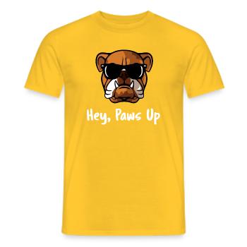 Cooler Bulldog Hey Paws Up Sonnenbrille Hundekunst - Männer T-Shirt - Gelb - Vorne - AI Model Male 178 dark (178cm)
