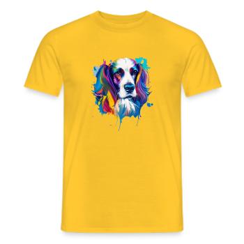 Cocker Spaniel Hund Farbenfrohes Pop-Art-Porträt - Männer T-Shirt - Gelb - Vorne - AI Model Male 178 dark (178cm)