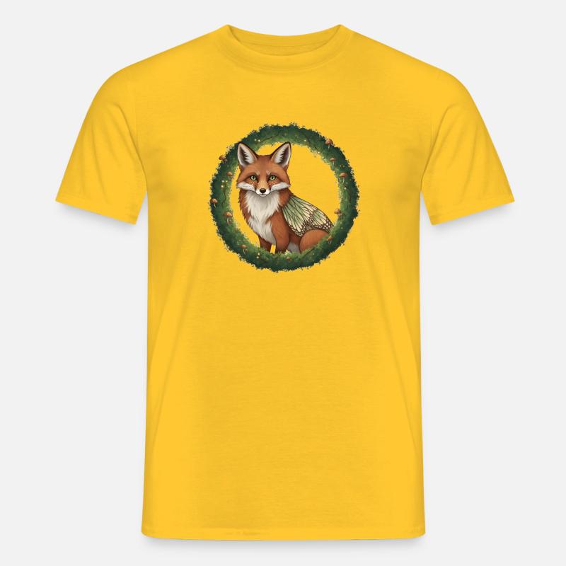 Fuchs Wald Kranz Illustration - Männer T-Shirt - Gelb