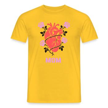 Anatomical Heart Roses Mom - Men's T-Shirt - yellow - Front - AI Model Male 178 dark (178cm)
