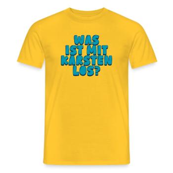 Was ist mit Karsten los? - Männer T-Shirt - Gelb - Vorne - AI Model Male 178 dark (178cm)