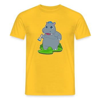 Peintre hippopotame peinture au pinceau - T-shirt homme - jaune - Devant - AI Model Male 178 dark (178cm)