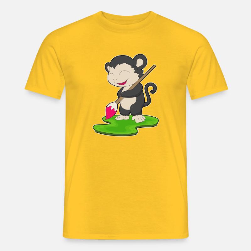 Pittore di scimmie con pennello - T-shirt uomo - giallo
