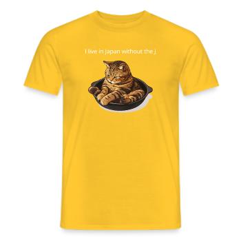 Funny Cartoon Cats Meme I live in Japan... - Men's T-Shirt - yellow - Front - AI Model Male 178 dark (178cm)
