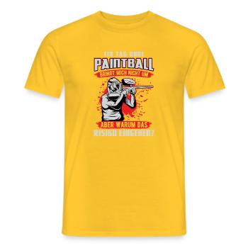 Kein Tag Ohne Paintball / Lustiger Spruch - Männer T-Shirt - Gelb - Vorne - AI Model Male 178 dark (178cm)