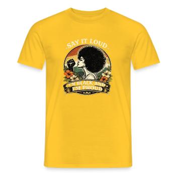 Je suis noir et j’en suis fier - T-shirt homme - jaune - Devant - AI Model Male 178 dark (178cm)