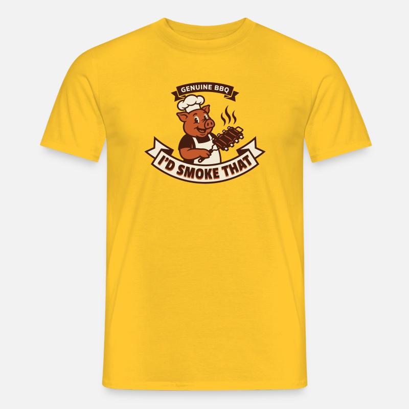 Pig Pitmaster BBQ Rubs und Rippchen - Männer T-Shirt - Gelb