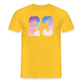 Issue 23 – 23 Years Anniversary Gift - Men's T-Shirt - yellow - Front - AI Model Male 178 dark (178cm)