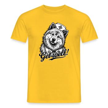 Eurasier | Infirmière | Rétablissement - T-shirt homme - jaune - Devant - AI Model Male 178 dark (178cm)