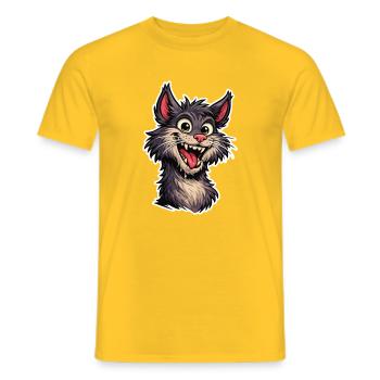 Fröhliches Bild einer lächelnden Cartoon-Katze - Männer T-Shirt - Gelb - Vorne - AI Model Male 178 dark (178cm)