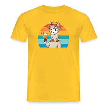 Alpaga avec cocktail et ambiance fête lama - T-shirt homme - jaune - Devant - AI Model Male 178 dark (178cm)