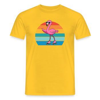 Flamant rose rétro exotique avec lunettes de soleil - T-shirt homme - jaune - Devant - AI Model Male 178 dark (178cm)