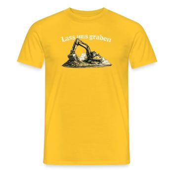 Lass uns graben Bagger Baustelle Humor Vintage - Männer T-Shirt - Gelb - Vorne - AI Model Male 178 dark (178cm)