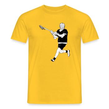 Schwarzweiß Lacrosse-Spieler - Männer T-Shirt - Gelb - Vorne - AI Model Male 178 dark (178cm)