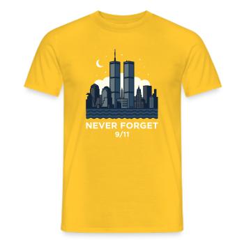 Never Forget 9/11 Skyline Nacht - Männer T-Shirt - Gelb - Vorne - AI Model Male 178 dark (178cm)