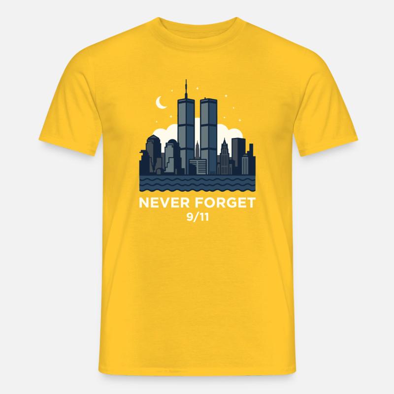 Never Forget 9/11 Skyline Night - Men's T-shirt - yellow