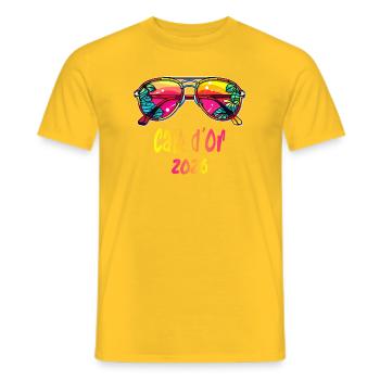 Caló d'or 2026 Tropische Sonnenbrille - Männer T-Shirt - Gelb - Vorne - AI Model Male 178 dark (178cm)