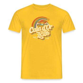 Calador 2026 Strand-Retro Sonnenuntergang - Männer T-Shirt - Gelb - Vorne - AI Model Male 178 dark (178cm)