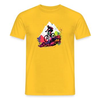 Farbenfroher Mountainbike-Trail - Männer T-Shirt - Gelb - Vorne - AI Model Male 178 dark (178cm)