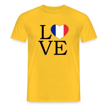 French tricolor heart - Men's T-Shirt - yellow - Front - AI Model Male 178 dark (178cm)