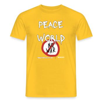 peace_in_the_world - Men's T-Shirt - yellow - Front - AI Model Male 178 dark (178cm)
