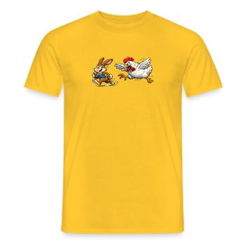 Easter bunny and chicken - Men's T-Shirt - yellow - Front - AI Model Male 178 dark (178cm)