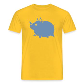 Rhino Cute Cartoon Silhouette - Men's T-Shirt - yellow - Front - AI Model Male 178 dark (178cm)