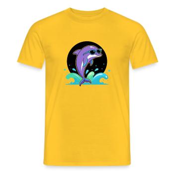 Lila Delfin-Chic-Brille - Männer T-Shirt - Gelb - Vorne - AI Model Male 178 dark (178cm)