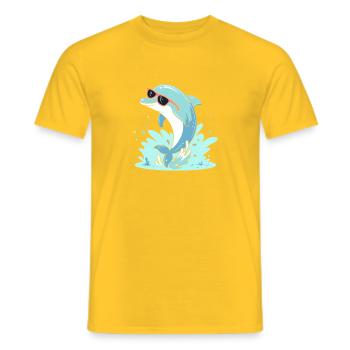 Delfin-Sommer-Pinkbrille - Männer T-Shirt - Gelb - Vorne - AI Model Male 178 dark (178cm)