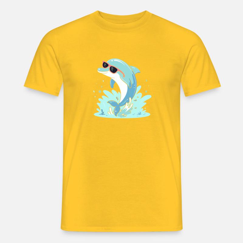 Dauphin estival lunettes rose - T-shirt homme - jaune